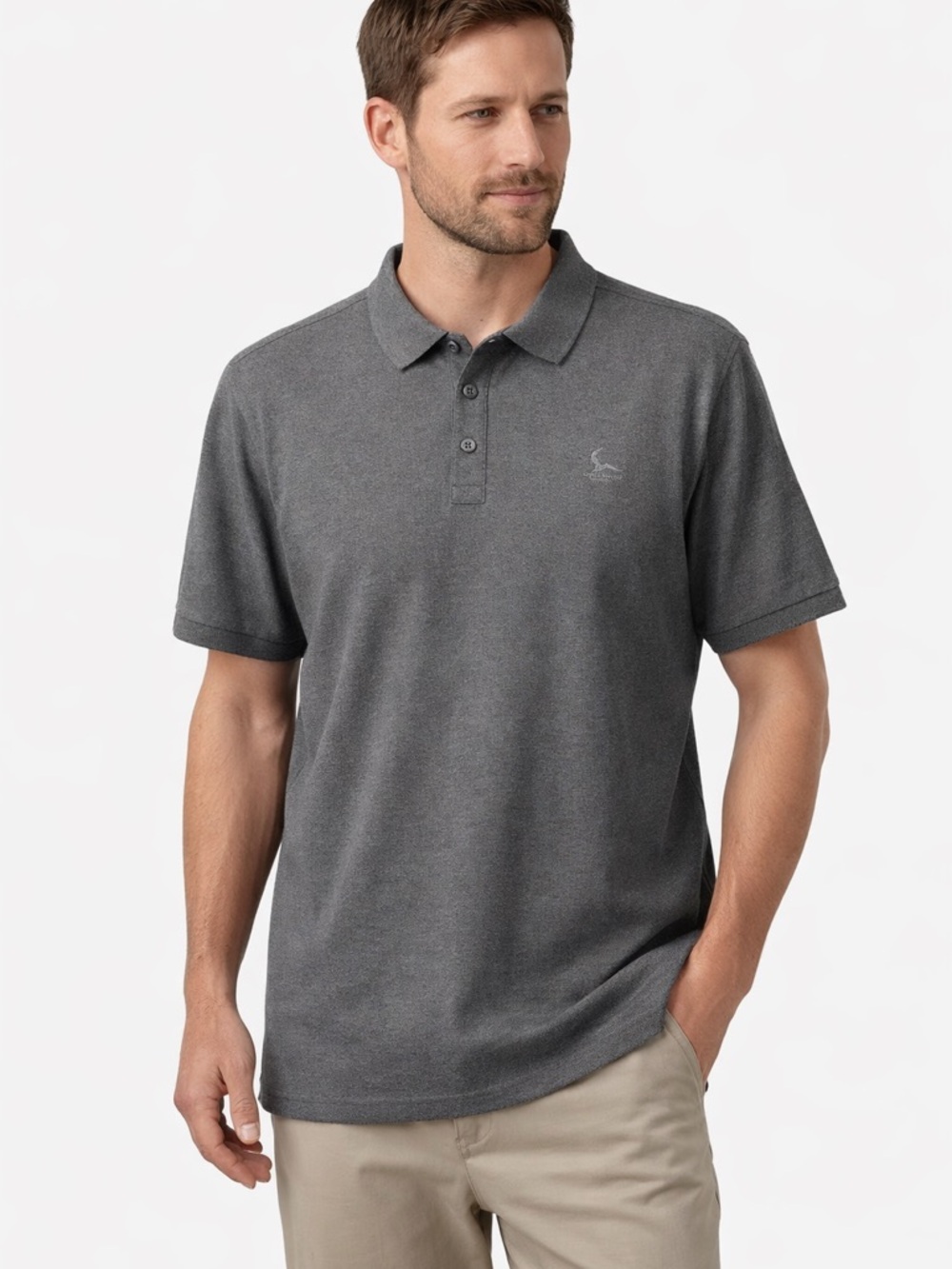 Charles Tyrwhitt Polo Shirt Mens XL Gray Embroidered Logo Short Sleeve
